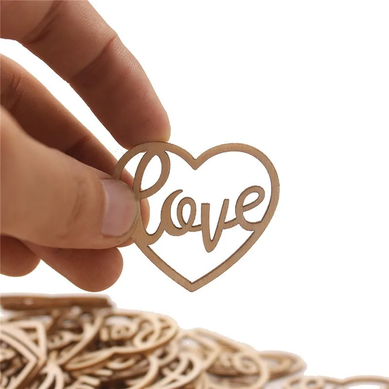Embellish Craft - 50pcs Heart Wooden Ornament Heart Slices