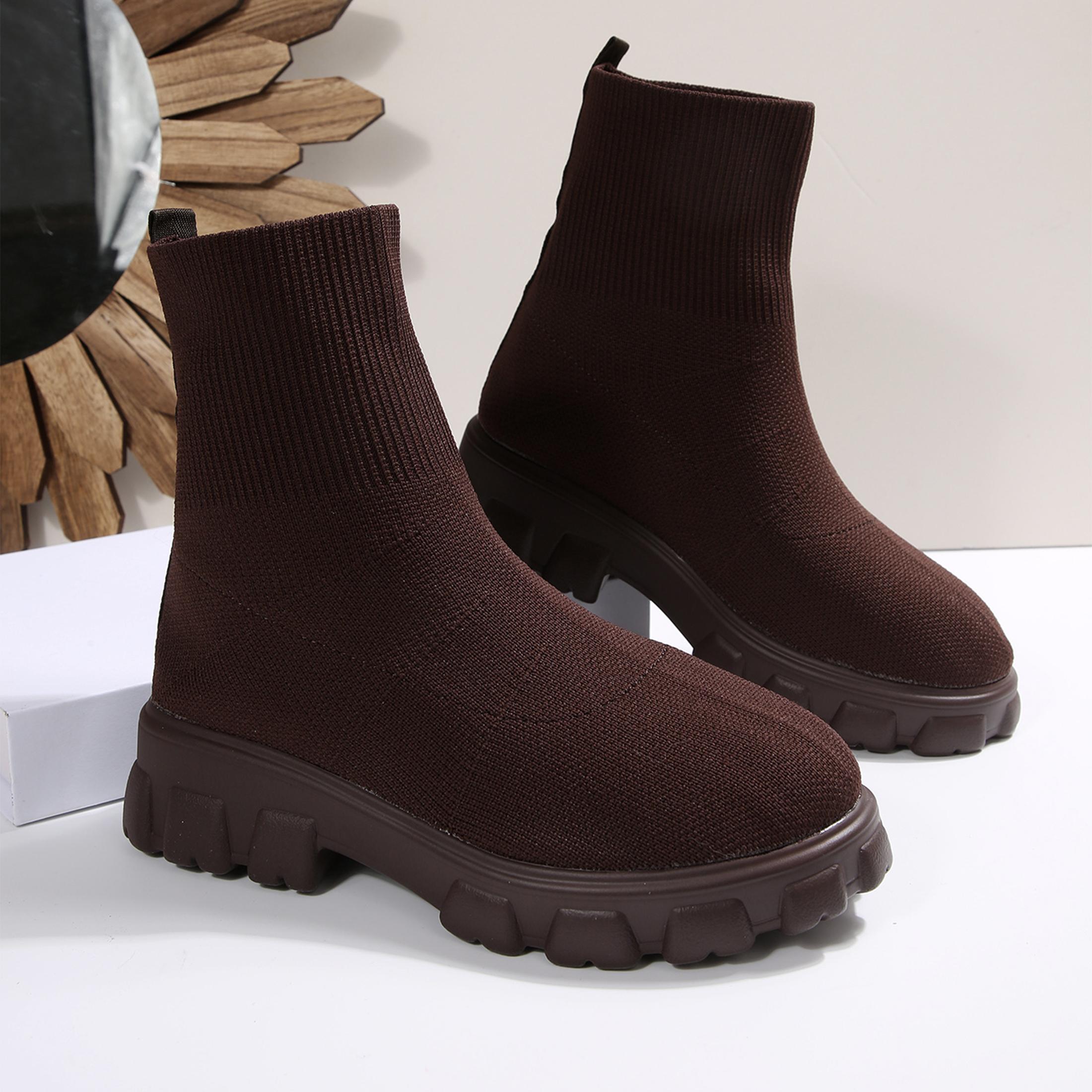 Embellish Knit - Ankle Boots for Women Comfortable Round