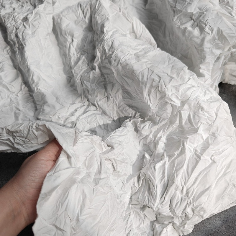 White Irregular Pleated Natura - Crystal Mesh Fabric ulasan dan harga