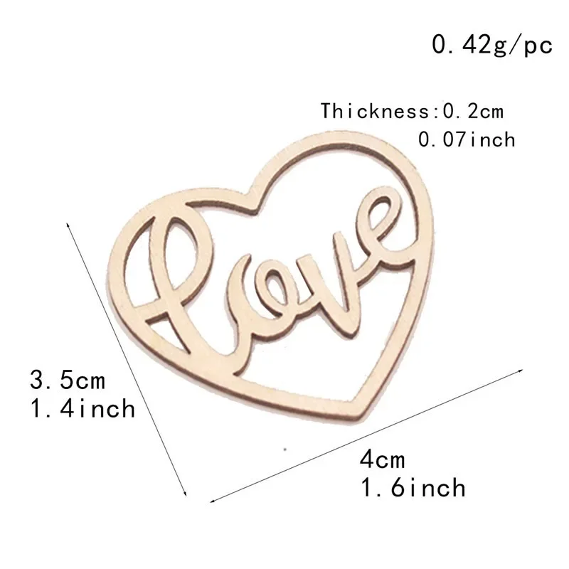 50pcs Heart Wooden Ornament He - Embellish Craft ulasan dan harga