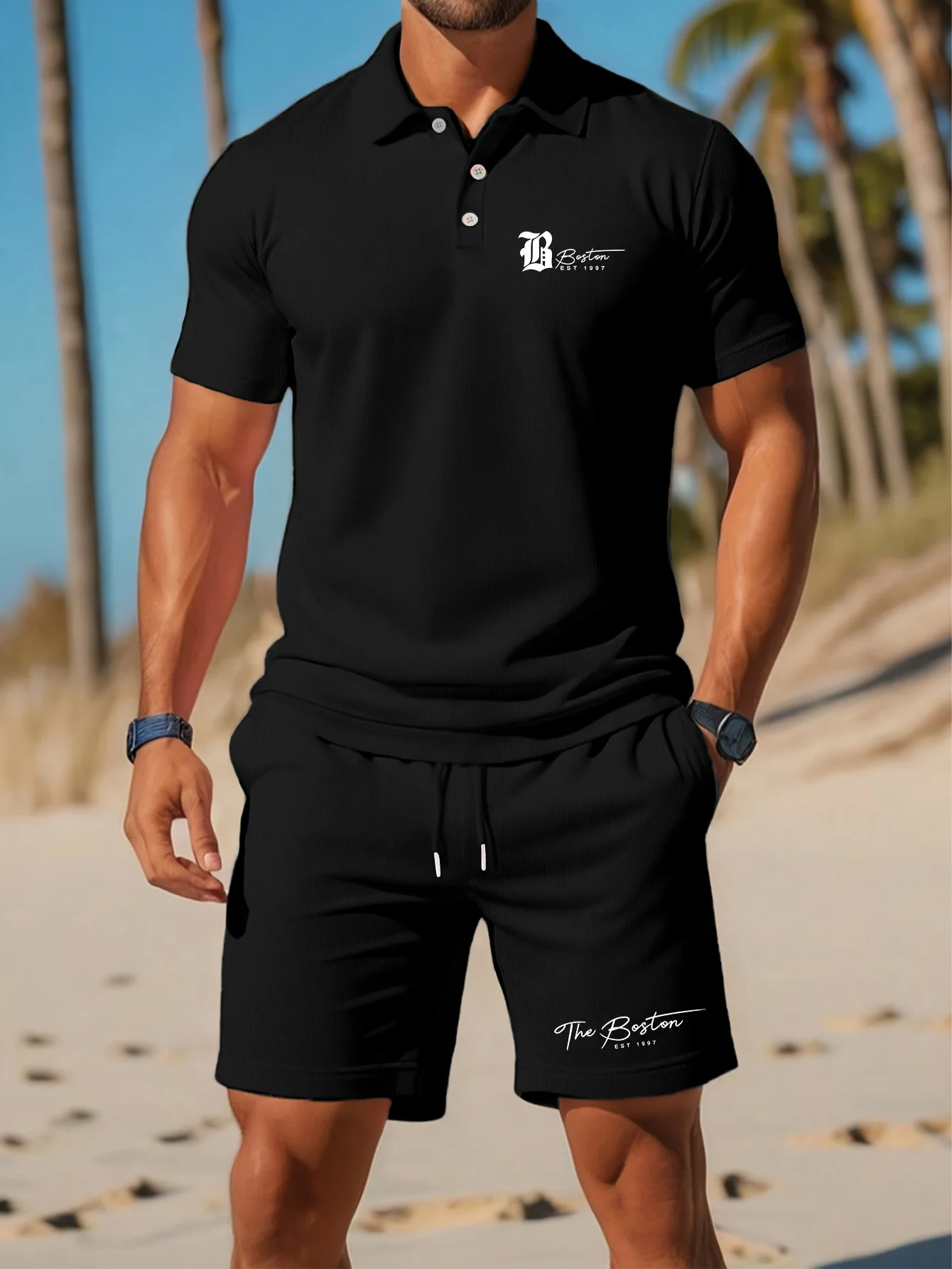 Summer New Men's Polo Shirt Se - Embellish Knit ulasan dan harga
