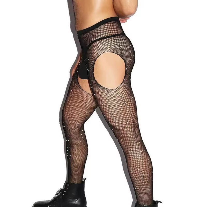 Men Hosiery Open Crotch Fishne - Crystal Mesh Fabric ulasan dan harga