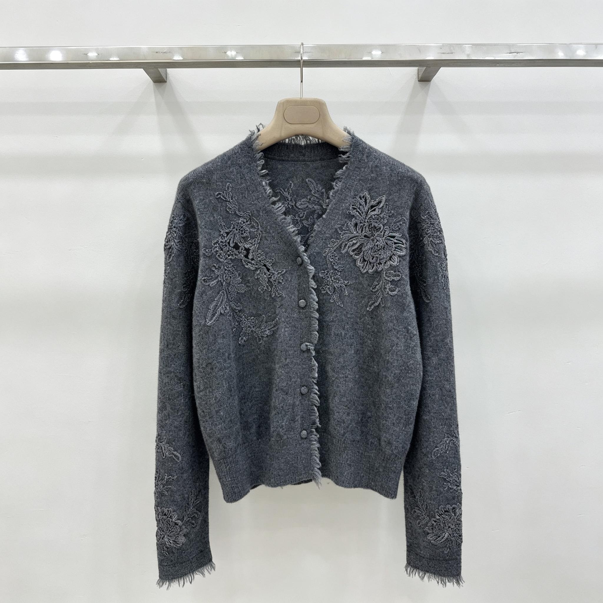 Women V‑Neck Knit Cardigan Flo - Tassel Fringe Trim ulasan dan harga