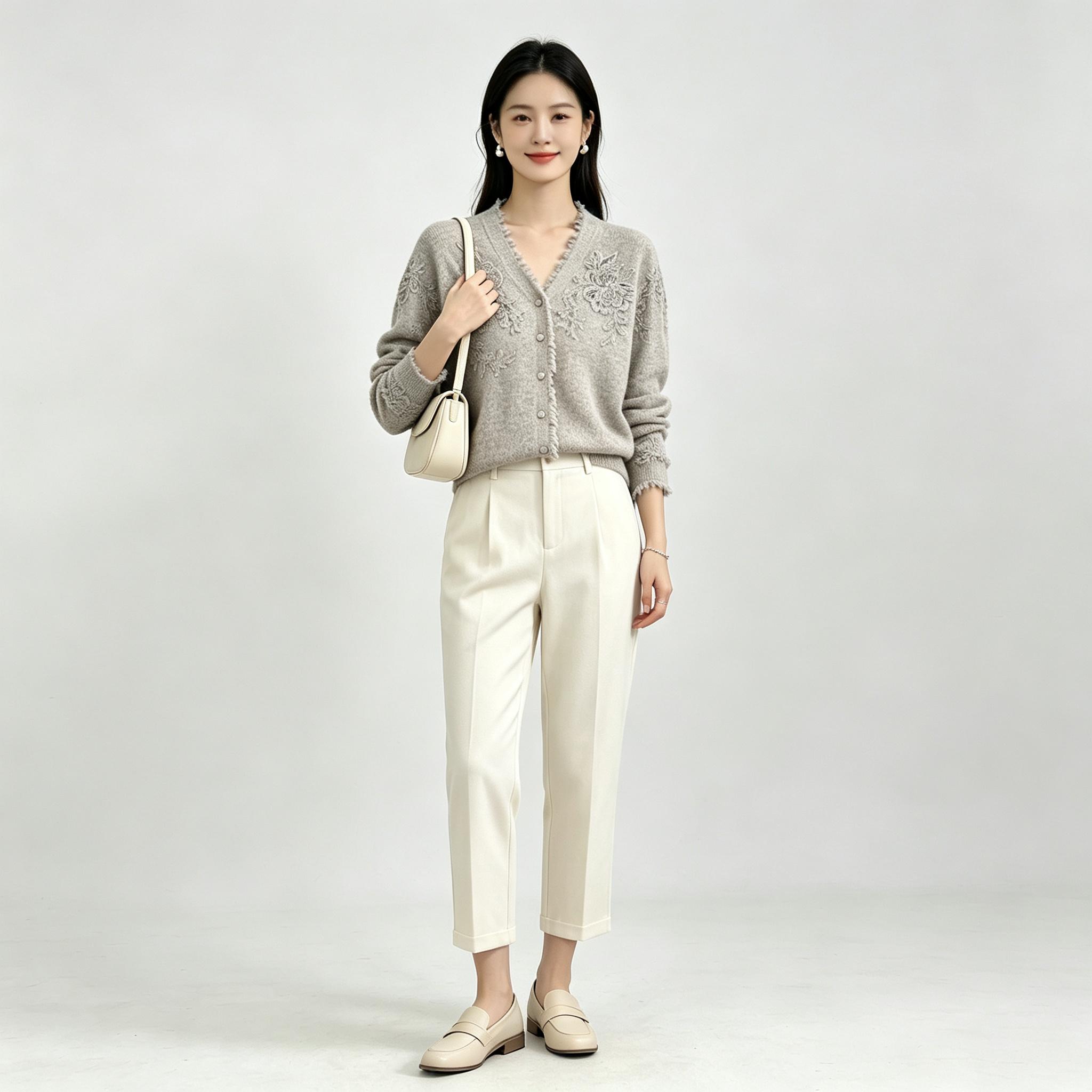 Women V‑Neck Knit Cardigan Flo - Tassel Fringe Trim ulasan dan harga