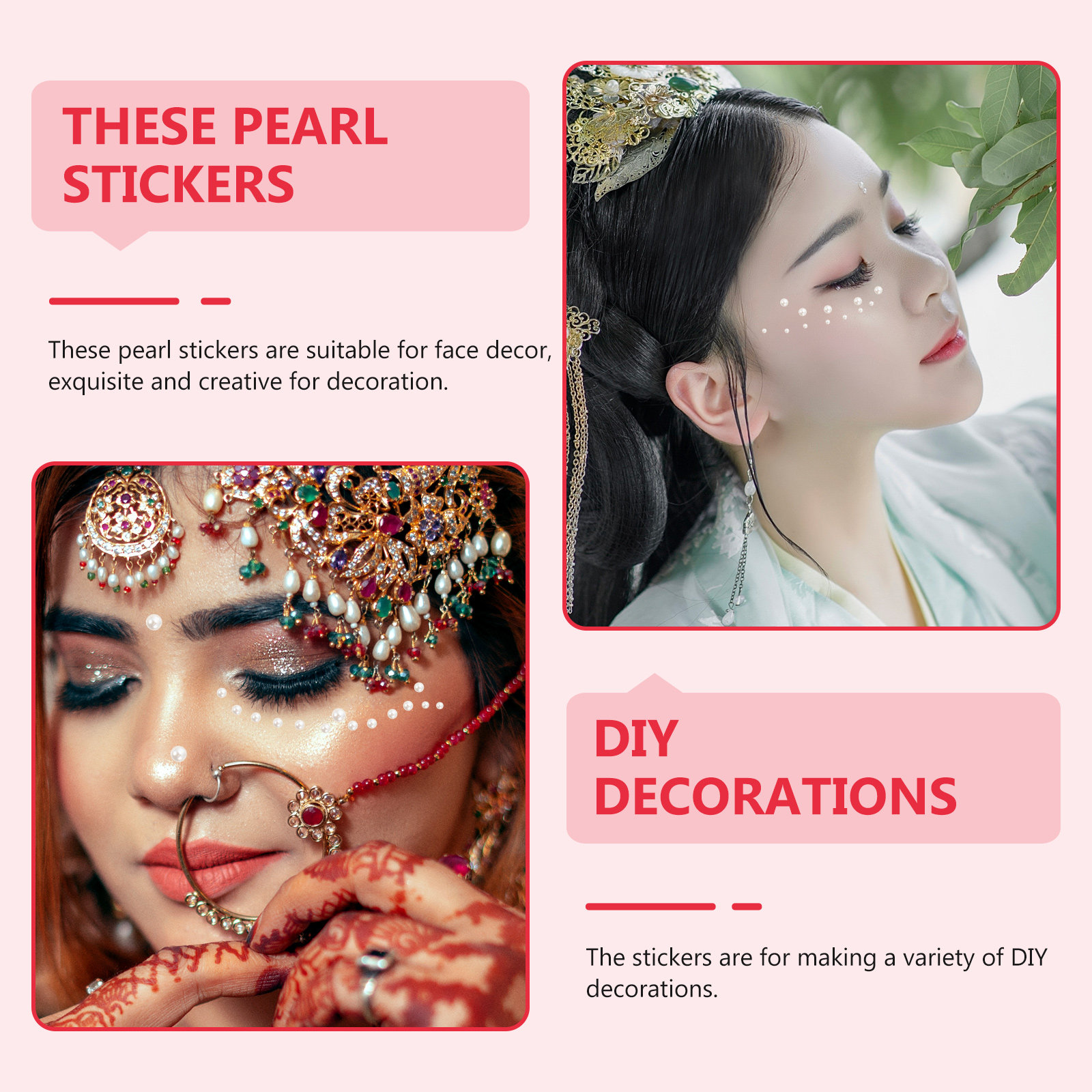 5Pcs Pearl Face Stickers Adhes - Embellish Craft ulasan dan harga