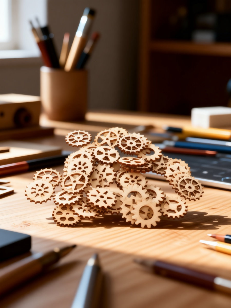 100Pcs Wood Gear Craft Pieces  - Embellish Craft ulasan dan harga